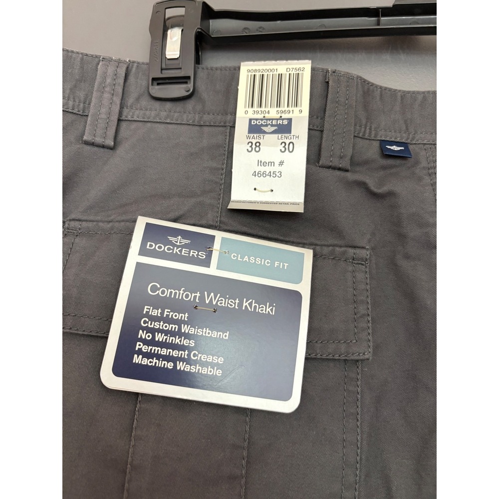 Dockers Mens Comfort Waist Khaki Pants Gray Classic Fit Cargo 38x30 466453 - Picture 3 of 5